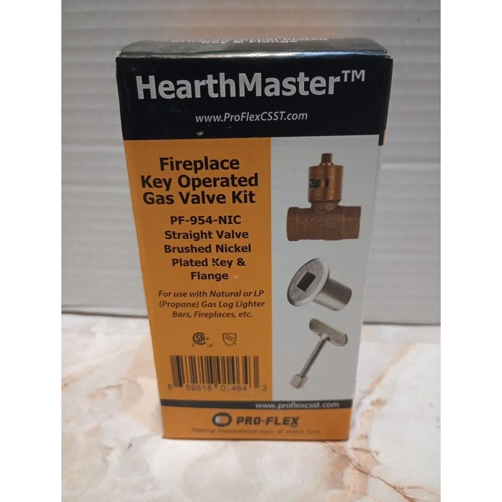 Hearthmaster Pro-Flex PF-954-NIC Fireplace Key Operated Gas Valve Kit